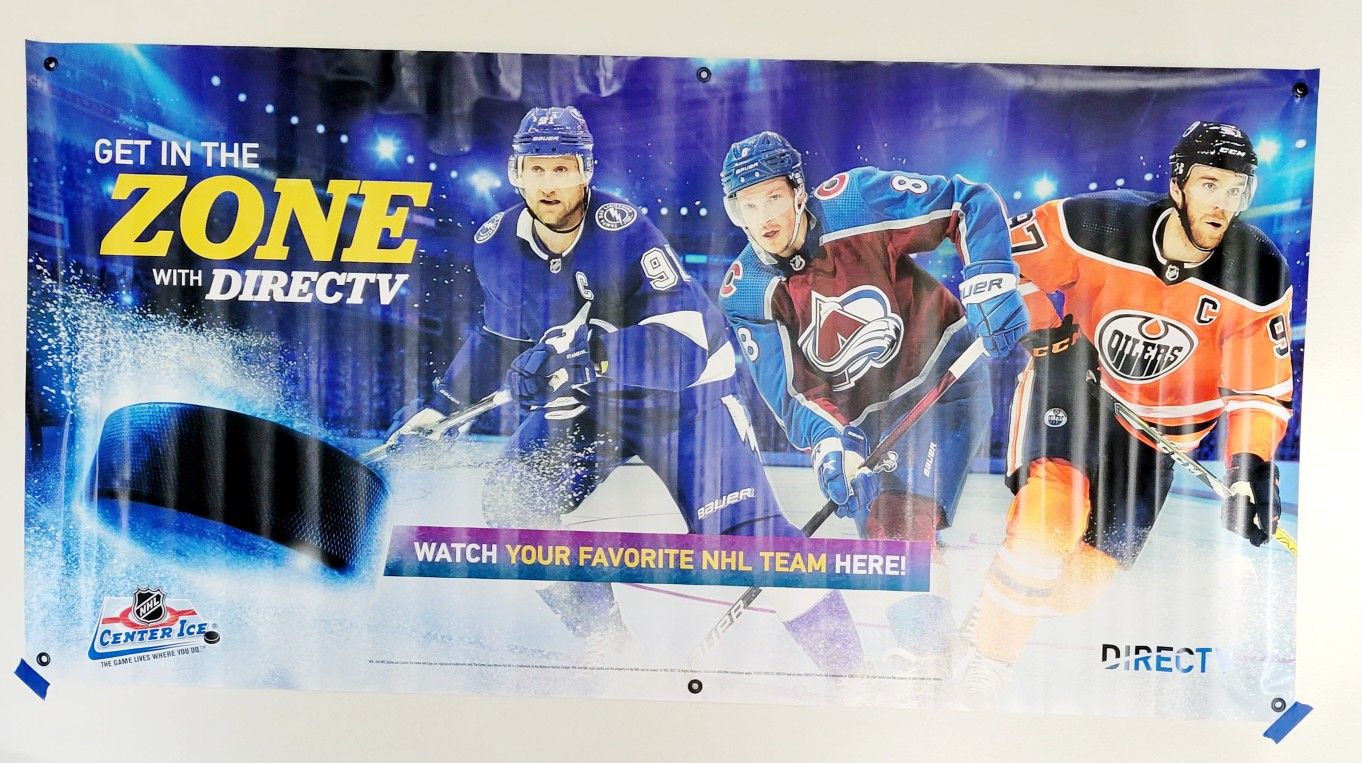CONNOR McDAVID NHL Hockey Vinyl Banner 3x6ft Stamkos Makar - DIRECTV Center Ice