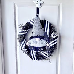 Handmade halloween gnome spooky wreath