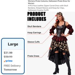 Female Pirate Costume - Size Large.