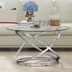 31.1in” Coffee Table Tables for Living Room, Modern Table with Tempered Glass Tabletop