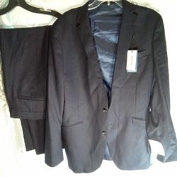 NWTGS Kenneth Cole Reaction Suit Opt Jacket 42R or 42L. Pants 33x30 Navy Blue