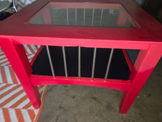 Red end table