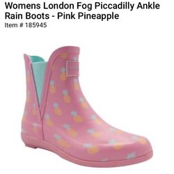 Womens London Fog Piccadilly Ankle Rain Boots - Pink Pineapple