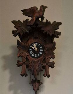 Carved Wood Cuckoo Clock with Bird ...FROM GERMANY