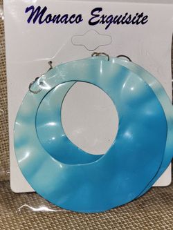 Wavy Hoop Disk Dangle Earrings 