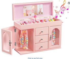 Pink Wooden Musical Jewelry Box