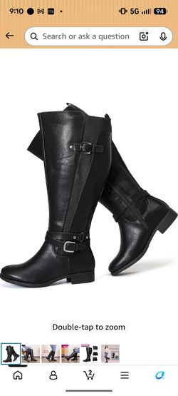 Women's Extra Wide Calf Knee High Boots.
Wide Width, Winter Boots, Block Heel, Adjustable Buckle, Round toe