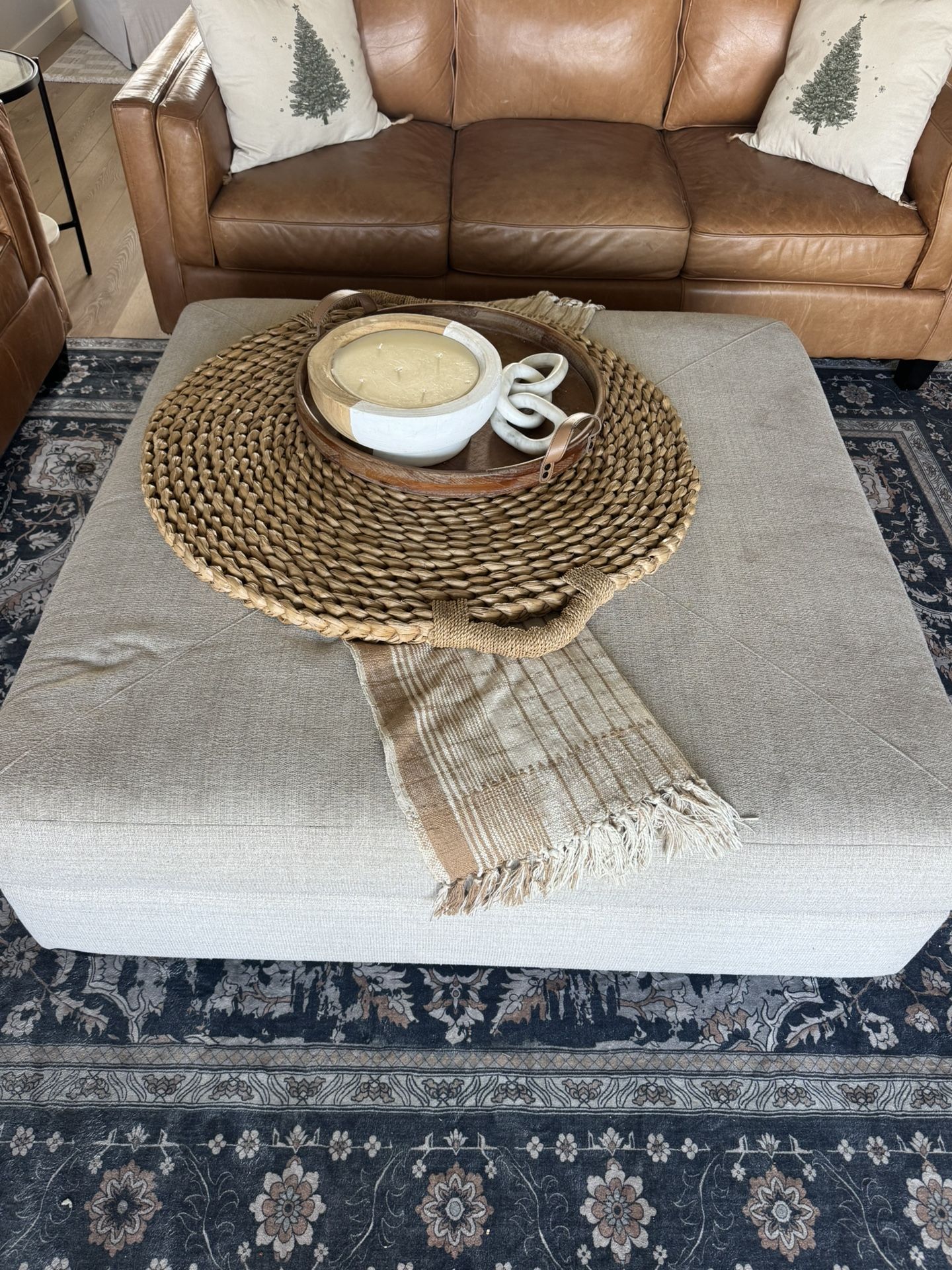 Living Spaces Light Tan Ottoman