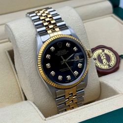 1980s Rolex Datejust 16013 36mm stainless steel jubilee bracelet natural diamond black dial gold fluted bezel  watch box appraisal