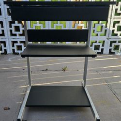 Mobile Computer Desk Cart With Printer Shelf