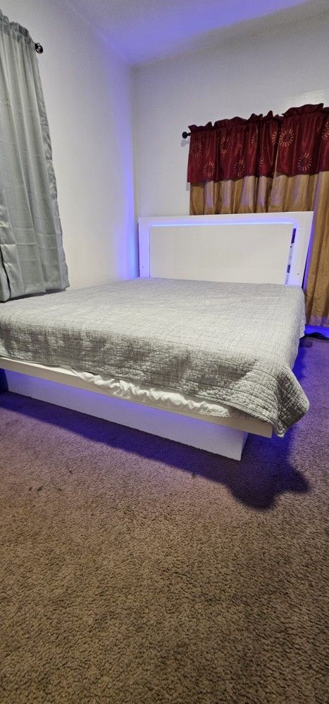 King Size Bed With LED and Mattress Included