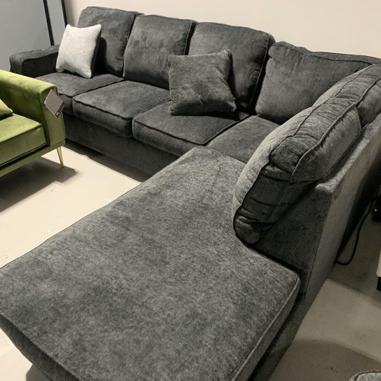 Slate Grey L Shape Sectional Couch with Chaise 