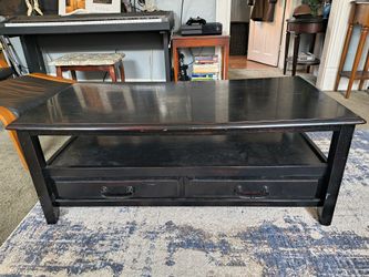 Black Wooden Coffee Table With Drawers