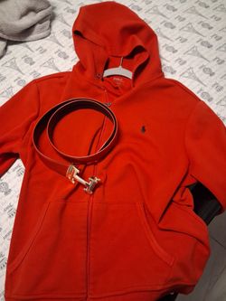 Polo hoodie and designer belt