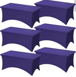 6 Pack 6FT Purple Spandex Tablecloths – LIKE NEW – $40 – NEED GONE ASAP!