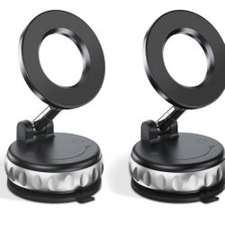 2-Pack Vacuum Suction Magnetic Phone Holder for Car Dashboard, Windshield - Hands-Free Strong Grip Mount with 360° Rotation for iPhone & Android Phone