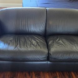 2 Black Leather Couches 