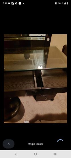 Vanity desk with illuminated mirror, outlets,chair