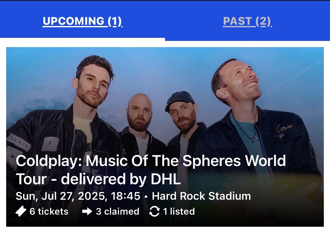 Cold Play Concert Tickets- Miami