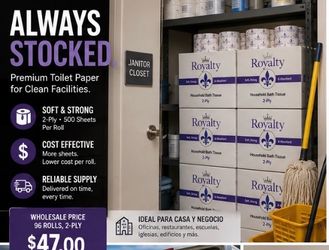 Toilet tissue 96 rolls per case