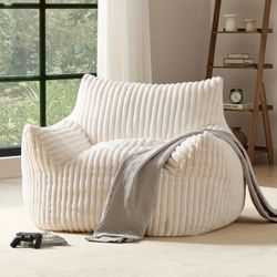Giant Beige Plush Bean Bag Chair