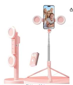 Selfie Stick Tripod with Fill Light, 67” Extendable
