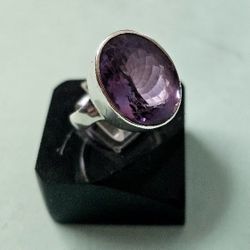 Sterling Silver Large Amethyst Ring