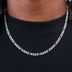 The GLD Shop - 22” Figaro Link Chain in 14k White Gold (4mm)
