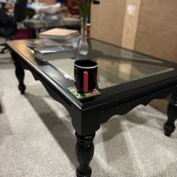 Satin Black Glass Coffee Table Fully Refinished