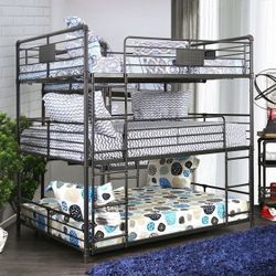 Triple Decker Bunk Bed.  Black Metal.  Free Delivery! 