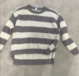 Striped Gray and Cream Women's Forever 21 Sweater