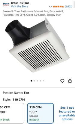 Broan-NuTone Bathroom Exhaust Fan, Easy Install, Powerful 110 CFM, Quiet 1.0 Sones, Energy Star