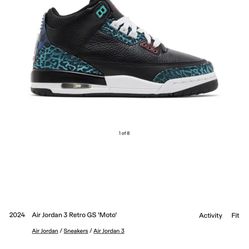 Air Jordan 3 Retro GS Moto kids Sz 6(Y) 