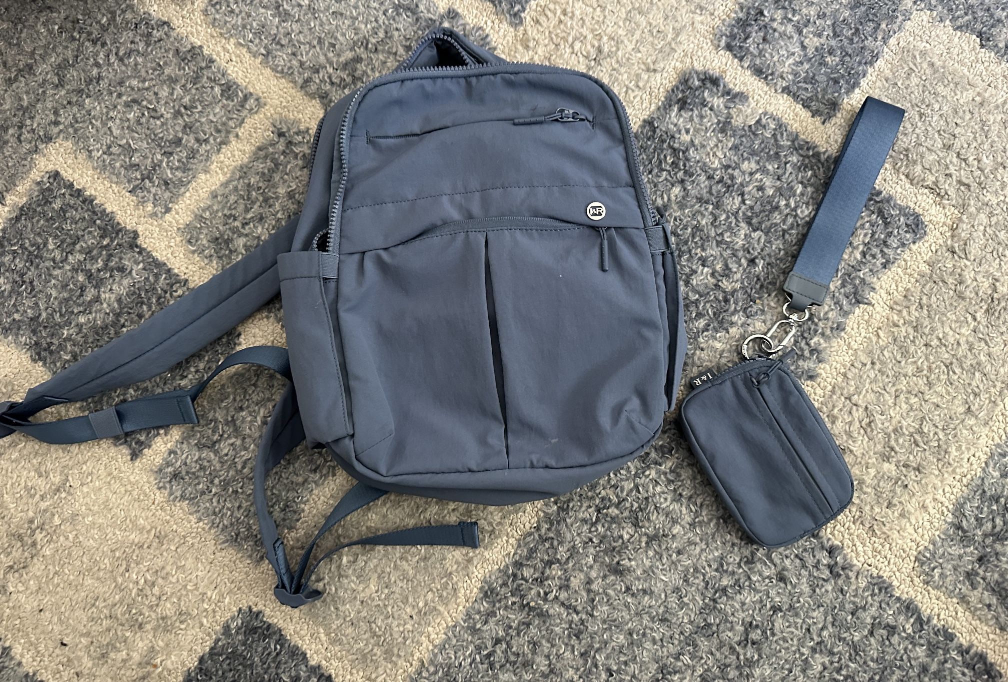 Iris and Rainbow mini ash blue backpack and wallet