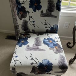 Gray & Blue Flowered Chair 