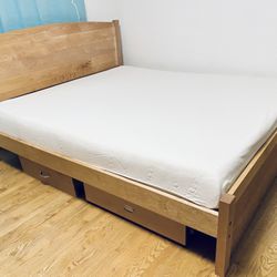 California King Bed - Natural Latex Mattress, Solid Wood Maple Frame 