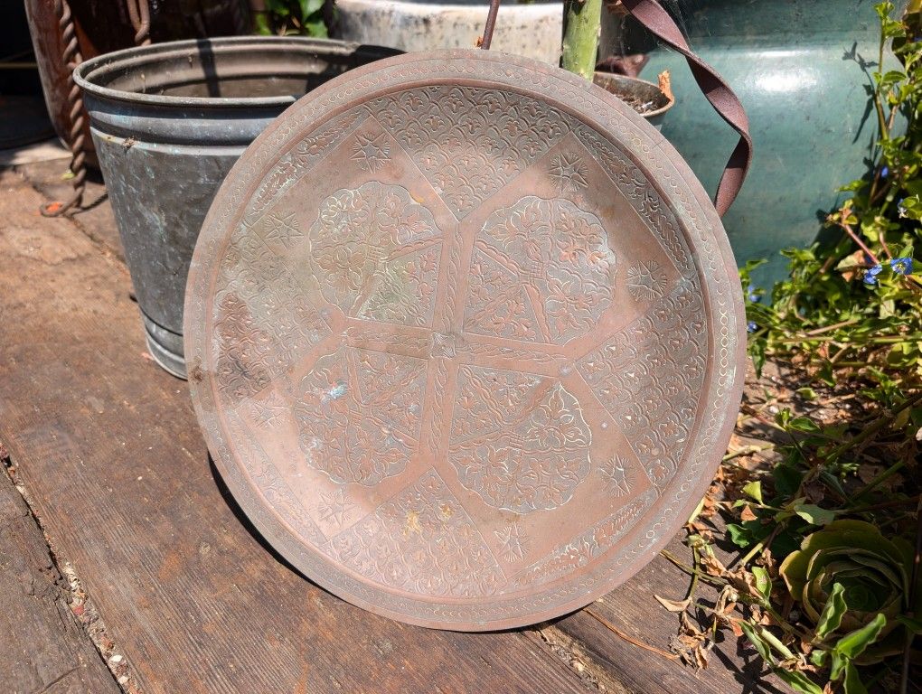 Antique Copper Tray Vintage Plate Original