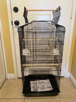 Large Black Bird Cage with Perches