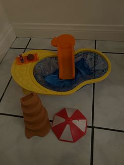 Barbie Doll Pool Playset w/ Slide & Accessories – Incomplete