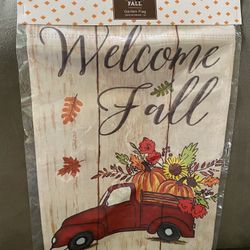 BRAND NEW WELCOME FALL GARDEN FLAG 18x12