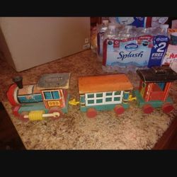 Vintage 1963 Fisher Price Huffy Puffy Train set 999 Wooden Pull Toy -