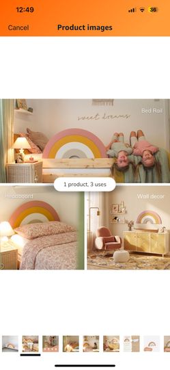 3 In 1 Bed Rail, Headboard, And Wall Decor