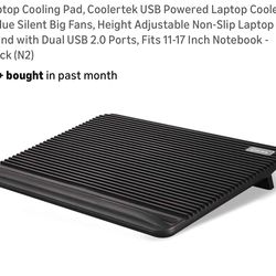 Laptop Cooling Pad, Coolertek USB Powered Laptop Cooler, 2 Blue Silent Big Fans