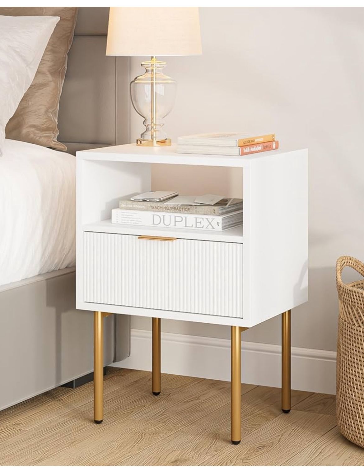 Masupu Nightstand,Mid-Century Modern Bedside Table - New In Box