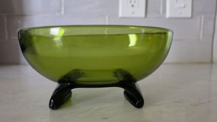 Vintage Green Glass Dip Bowl