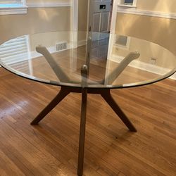 Dining Table- Wood With Glass Top