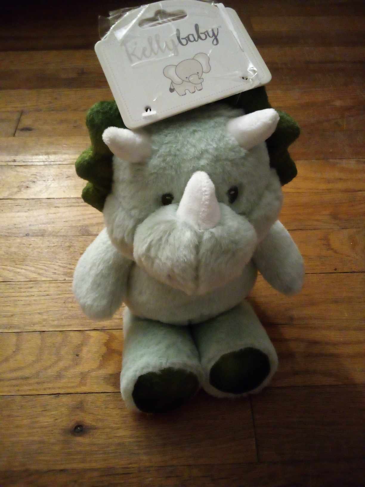 Kelly Baby Dinosaur Plush  Green Dino Rattle Stuffed Animal Toy Triceratops