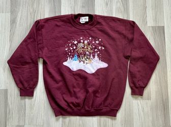 Vtg 2002 Disney World Merry Christmas Crewneck Sweater Kids Medium (See Measurements)