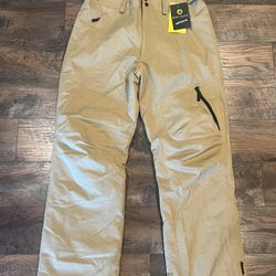 These pants are in solid condition all the way around.  Medium weight and waterproof.   Well over $100 new and these are great pants that are new with