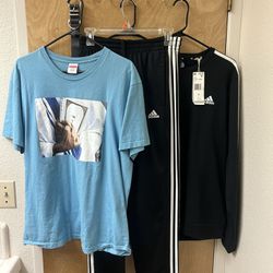 Adidas Sweat Shirt & Sweat Pants And Supreme T-shirt 